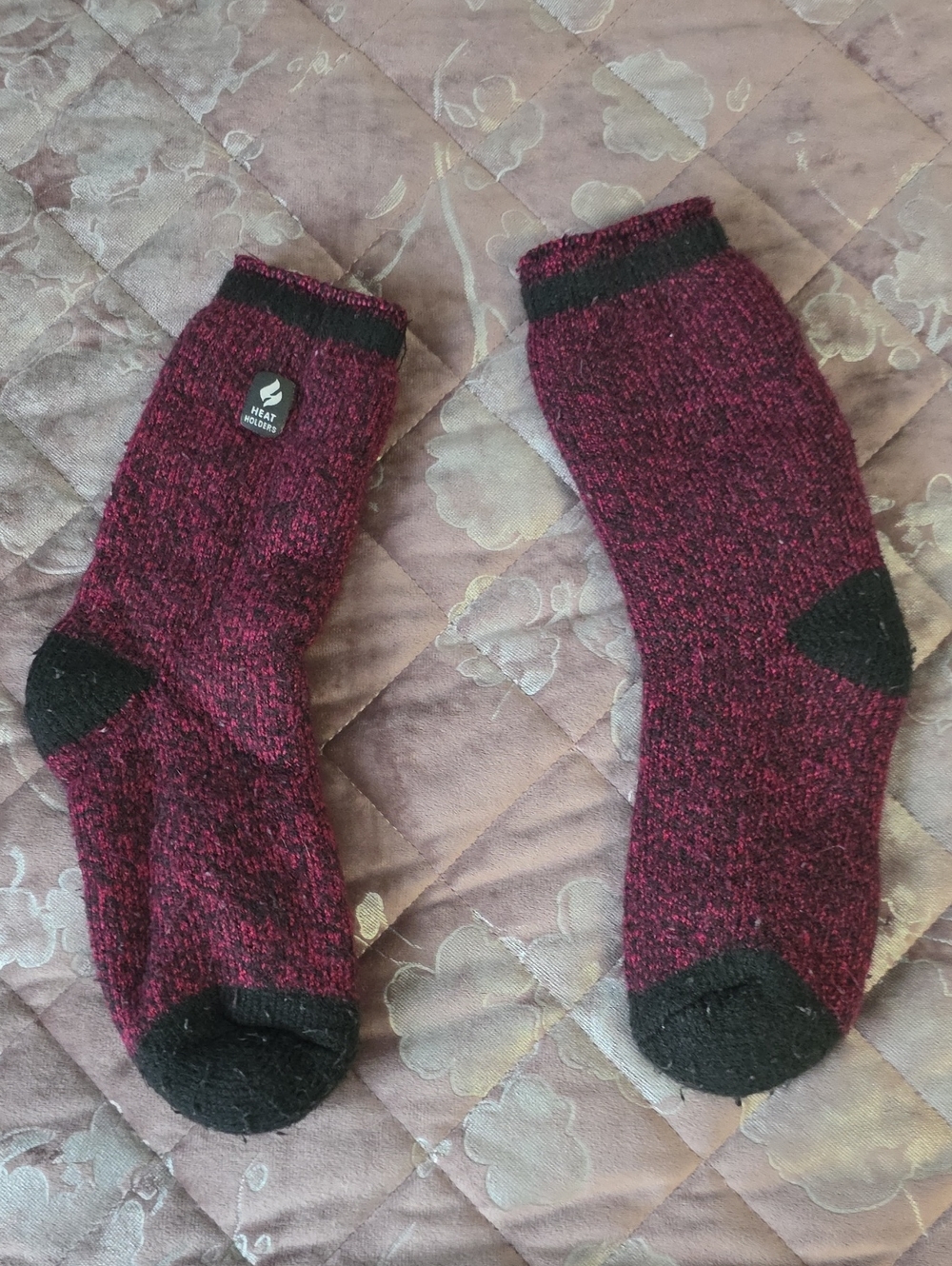 Women's Maroon Thermal Socks - Black Accents